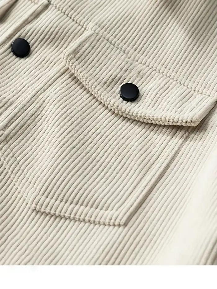 Veste velours côtelé homme pêche occasionnelle - Haut extérieur polyvalent toutes occasions