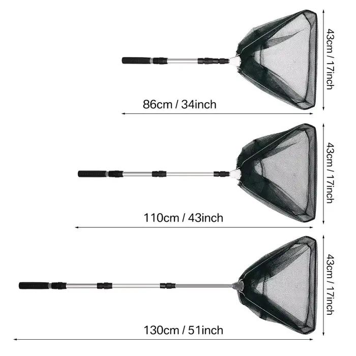 Filet de pêche télescopique aluminium 130 cm pour carpe, pliable et réglable, idéal pour la capture