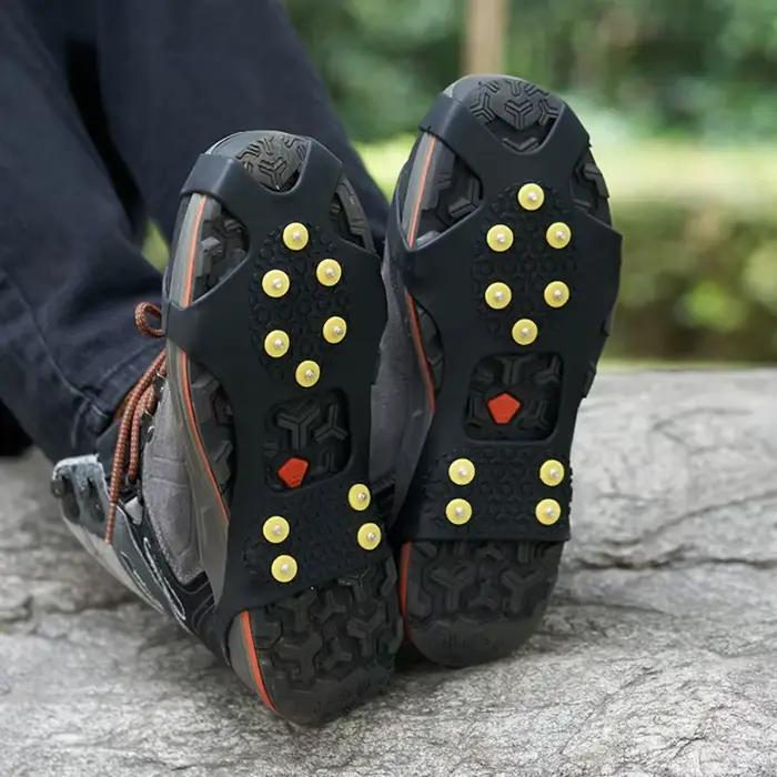 Crampons 10 pointes antidérapants neige glace randonnée pêche hiver sécurité chaussures bottes