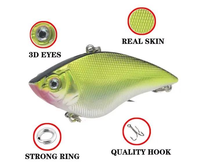 Leurre dur VIB pêche 7cm 16g - Appât plastique avec hameçons trebles pour trolling bass brochet pêche en mer