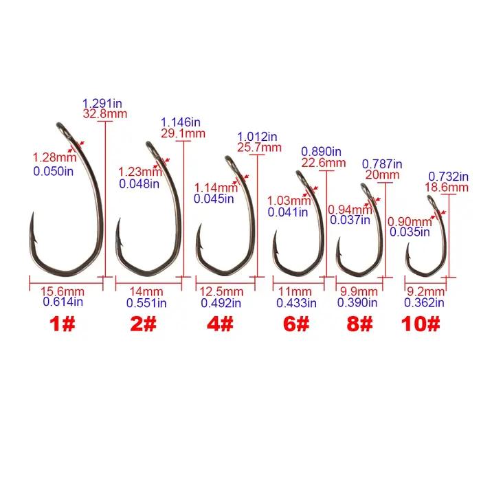 Hameçons Hirisi 8041 50 pièces ardillonnés acier inoxydable haute carbone revêtus PTFE anti-rouille