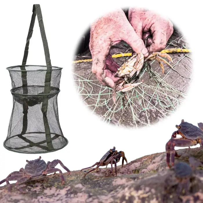 Filet de pêche pliable en forme de cage ronde, épuisette de débarquement pliante pour accessoires pêche
