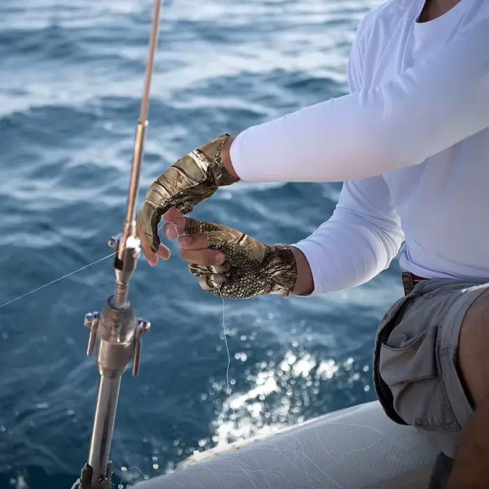 Gants camouflage pêche anti-dérapage élastiques fins mitaine 3 doigts coupés chasse vélo mi-doigts