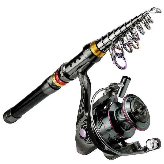 Combo canne moulinet pêche télescopique carbone 1.8m-3.6m - Kit super résistant 3-8kg spinning reel pesca