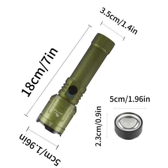 Lampe Torche Zoomable 3000LM Vert Étanche pour Pêche Nocturne et Chasse Activités Plein Air Camping Hiking