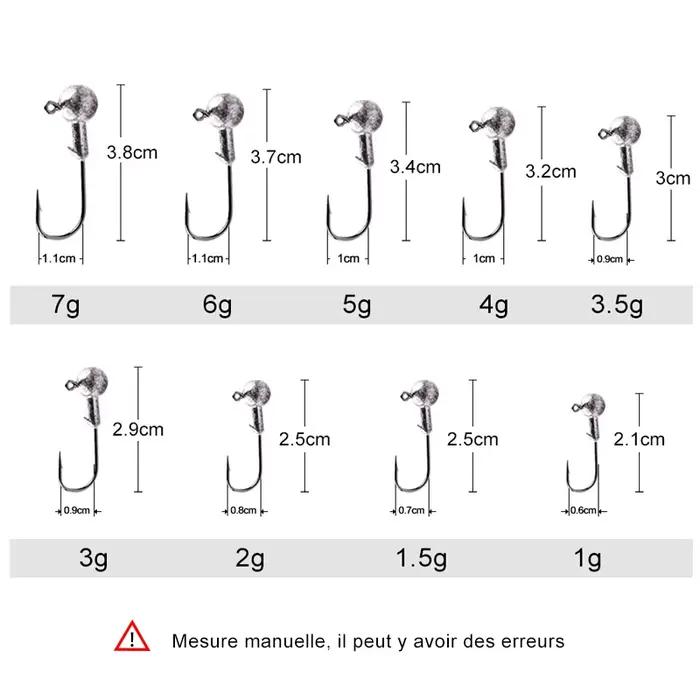 Têtes plombées MEREDITH 1g à 22g pour pêche au brochet et carnassiers en eau douce