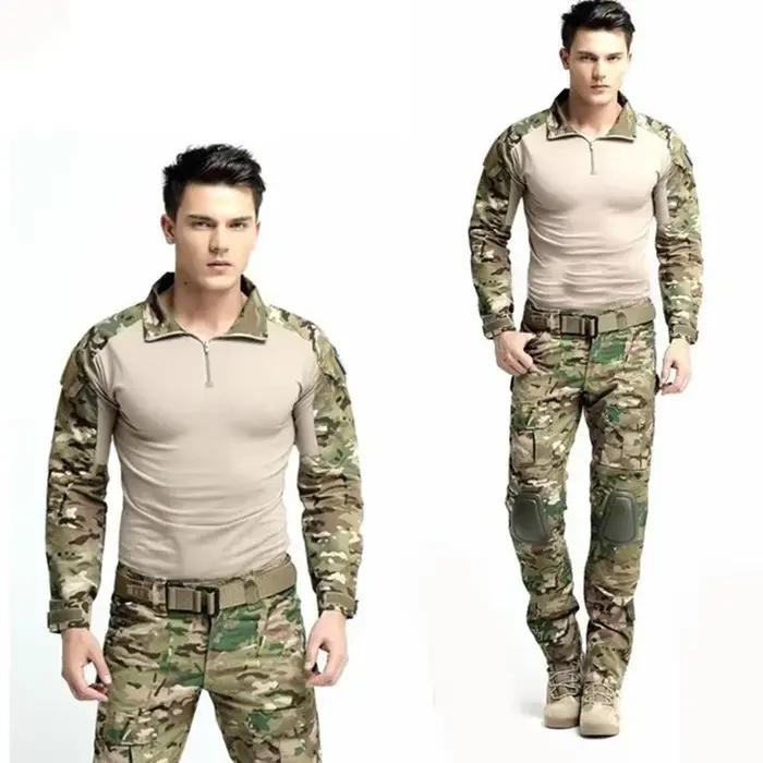Ensemble entraînement camouflage grenouille randonnée chasse pêche vêtements tactiques avec protections coudes genoux