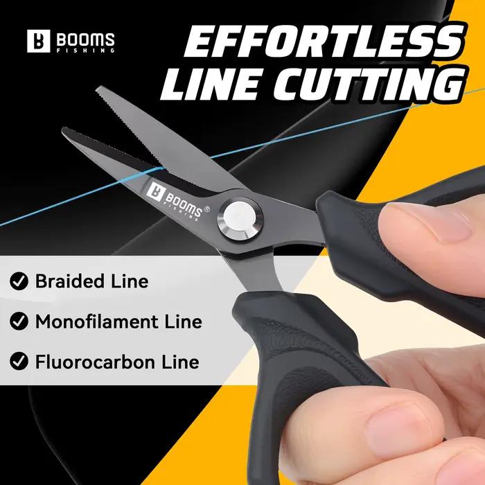 Pinces ciseaux en acier inoxydable Booms Fishing pour couper fils PE tressés avec porte-clés rétractable