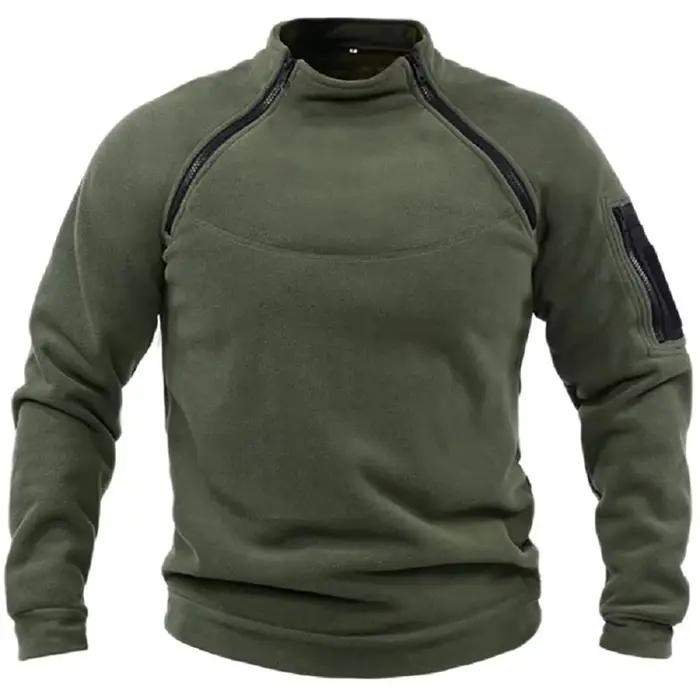 Pull polaire tactique pour pêche hivernale - Veste sport col montant épaisse coupe-vent