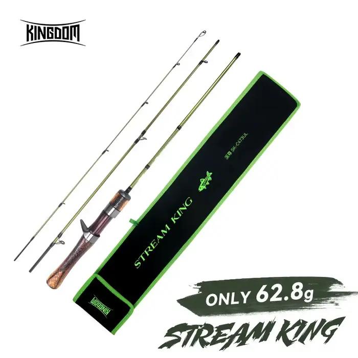 Canne ultralégère Kingdom 3 sections carbone MF action pour truite et brochet, canne de voyage UL L