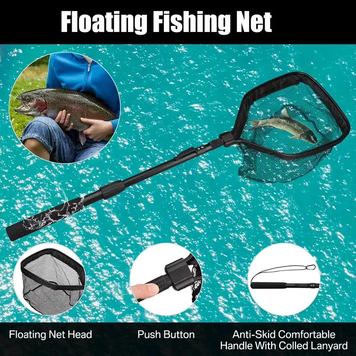 Filet de pêche télescopique 55 à 190 cm pour salmonidés, carpe et silure, pliable et facile à manœuvrer