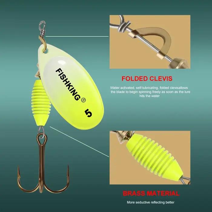 Leurre métal spinner FISH KING 4g à 14g - Appât dur avec hameçon triple pour brochet