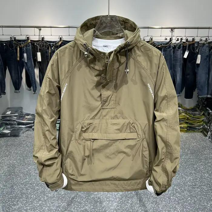 Veste homme à manches longues avec capuche et fermeture éclair - Veste décontractée pour pêche et extérieur