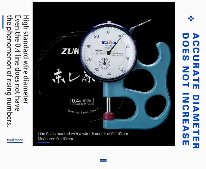 Ligne de pêche ZUKIBO Toray fluorocarbone 102M monofilament japonais 1-16KG pour pêche technique
