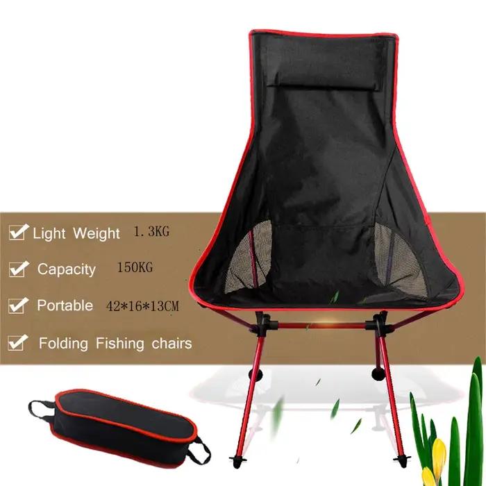 Chaise pliante extensible pêche camping BBQ ultra-légère avec housse pieds