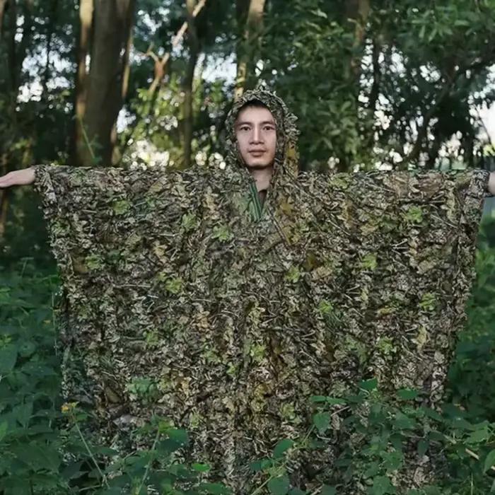 Combinaison Ghillie bionique 3D feuilles camouflage unisexe pêche chasse jungle CS