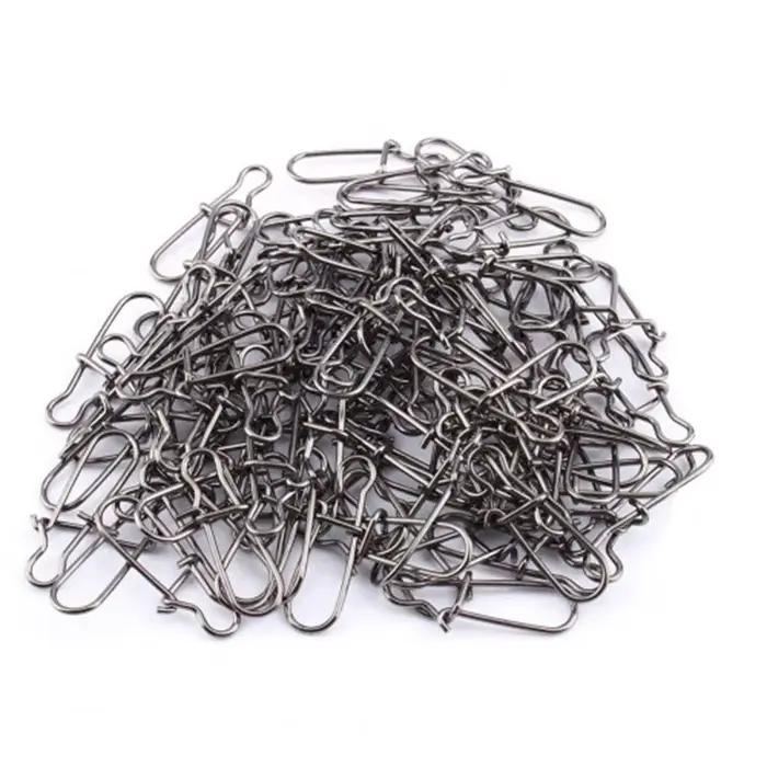 50 ou 100 pièces d'accessoires pêche clips Fastlock en acier inoxydable, snap à gâchette pour leurres et émerillons