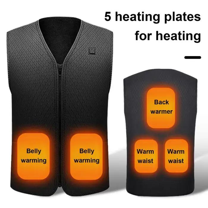 Veste chauffante USB hiver réglable économie énergie homme femme matelassée coupe-vent pêche extérieur