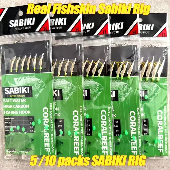 Montages Sabiki TAKBAS 5/10 packs avec perles lumineuses hameçons acier haute teneur en carbone