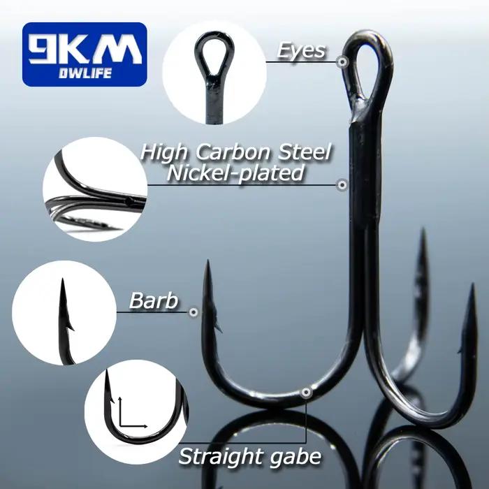 Hameçons triples 9KM acier carbone pour leurres durs pêche mer sel accessoires
