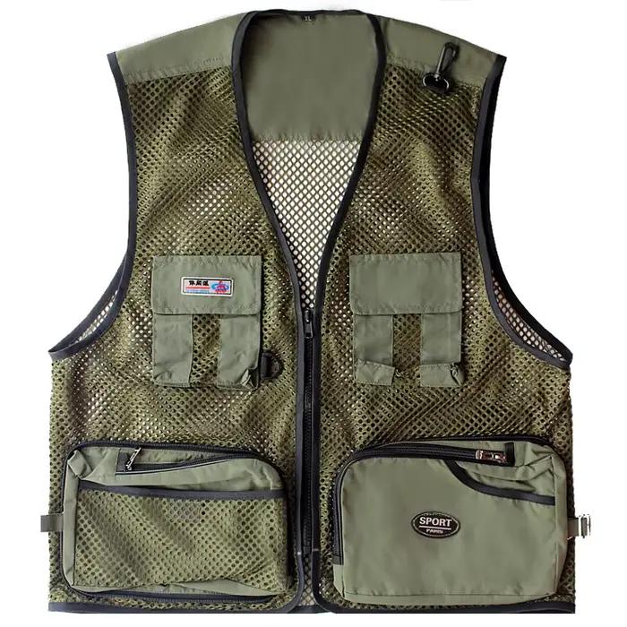 Veste de pêche homme été multi-poches respirante pour équipement photo et accessoires