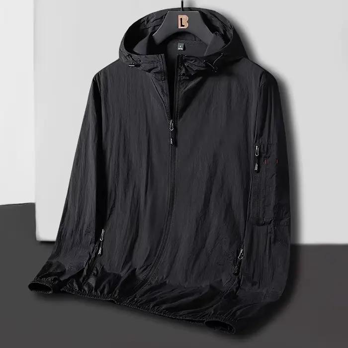 Veste de pêche zippée coréenne anti-UV pour hommes - Respirante, sèche rapide et coupe-vent pour sports