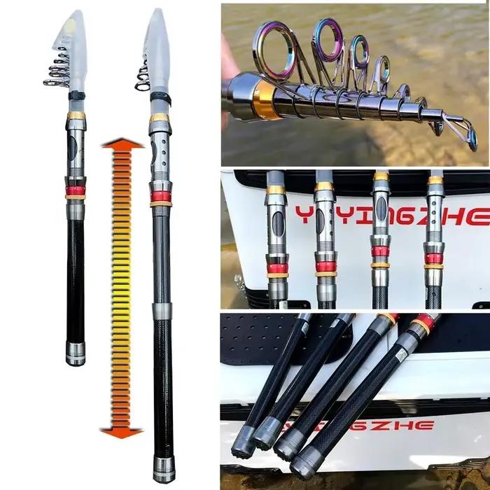 Combo spinning carbone 1.8m à 3.6m avec moulinet 5.2:1 - Kit pêche eau douce et mer - Moulinet métal avec ligne