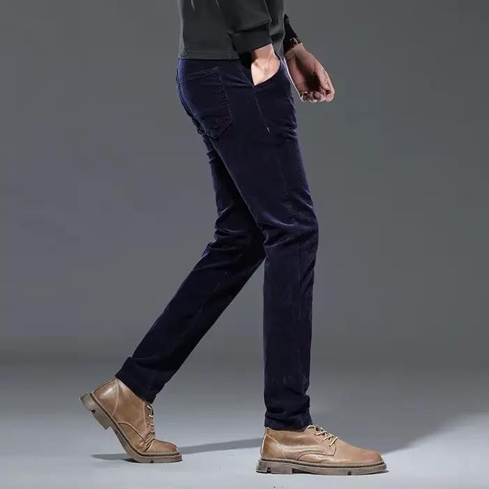 Pantalon velours polaire hiver homme nouveau classique chaud épais droit pêche décontracté