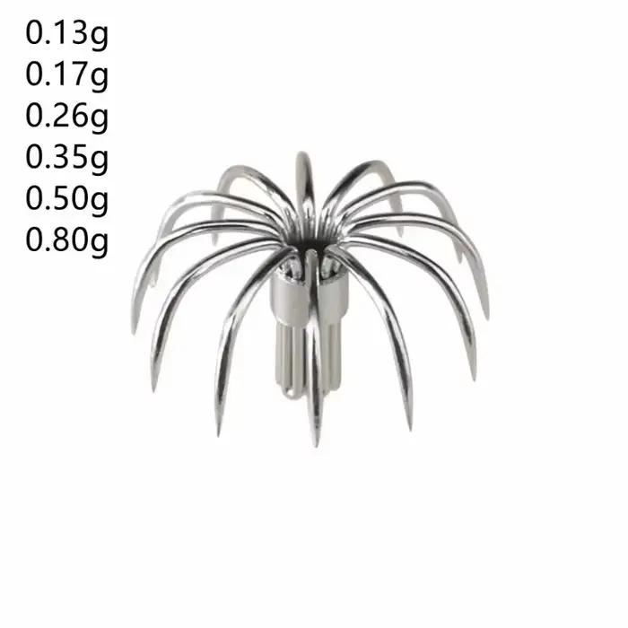 20 hameçons à calmar miniatures en acier inoxydable - Accessoires pour appâts couronne parapluie - Artisans pêche DIY