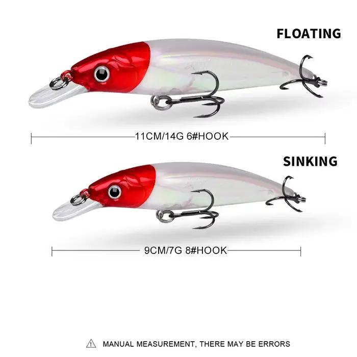 Leurre minnow lumineux 7g 14g 40g - appât bionique flottant longue portée pour pêche