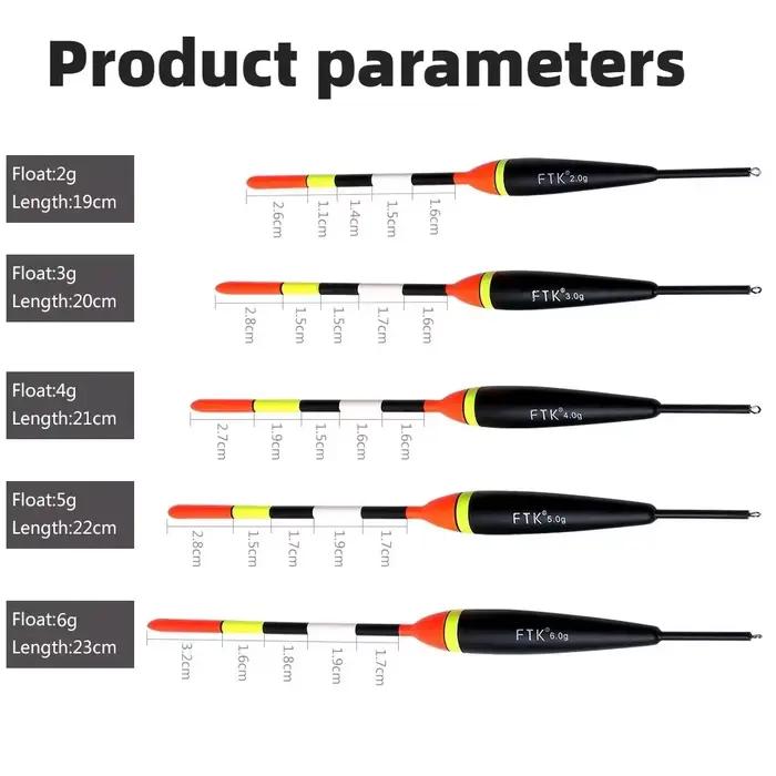 Set flotteurs pêche Barguzinsky 5 pièces 2g-5g - flotteurs verticaux professionnels pour pêche précise