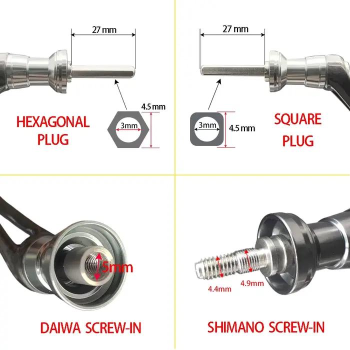 Manivelle de remplacement léger carbone pour moulinet pêche SHIMANO DAIWA sans bouton poignée puissante
