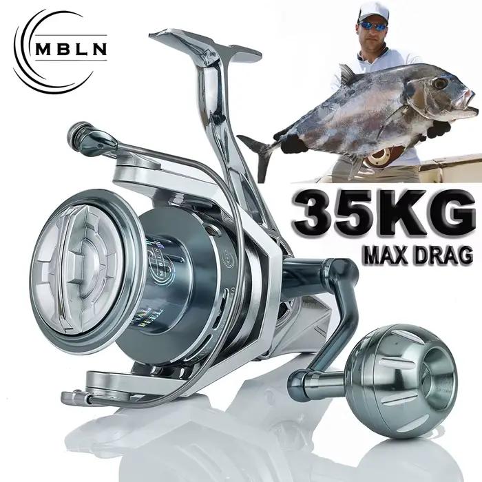 Moulinet de pêche surfcasting mer robuste MBLN 35kg drague métal résistant corrosion