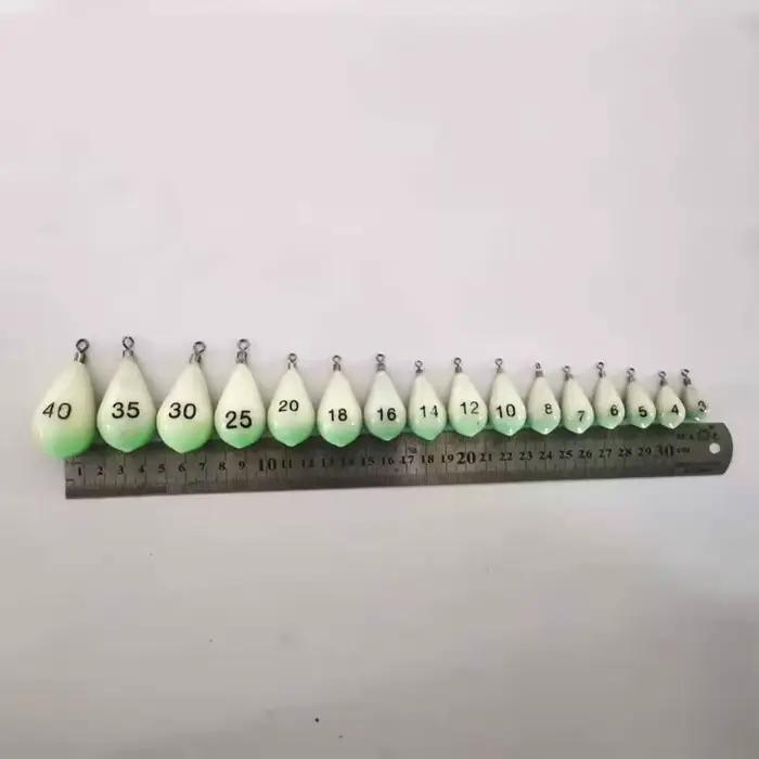 Plomb de pêche lumineux larme avec émerillon 30g-150g lest vert rapide pour pêche de nuit