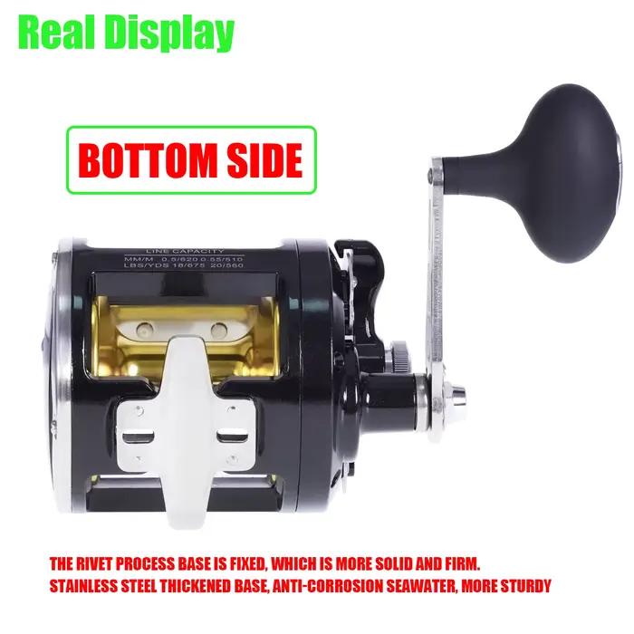 Moulinet trolling drum alliage aluminium corps entier sel mer frein 30kg jigging