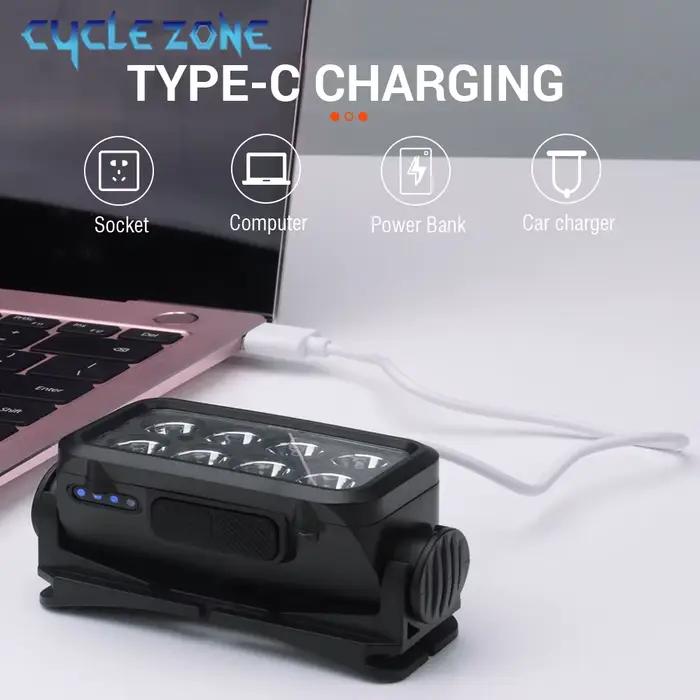 Lampe frontale 8 LED induction Type-C rechargeable 5 modes éclairage pêche camping détecteur