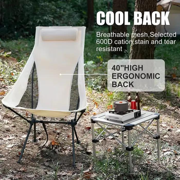 Chaise portable Westtune pliable avec repose-tête - Siège léger pêche camping aluminium extérieur