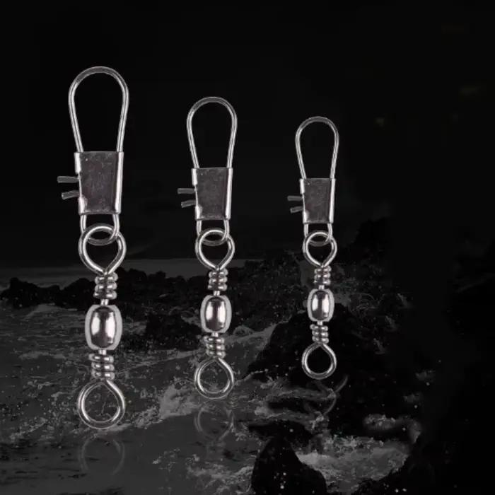 Lot de 100 émerillons à roulement à billes avec clip Fastlock pour la pêche, accessoires de pêche résistants