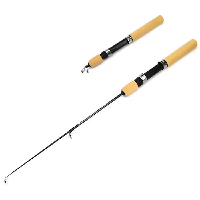Mini canne pêche crevette hiver glace carbone 0.6m 0.8m 1m télescopique France