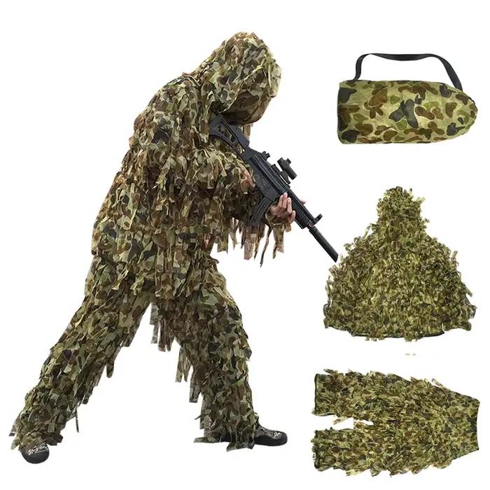 Ensemble Ghillie 3 pièces Yowie feuilles camouflage pêche chasse bionique unisexe tactique