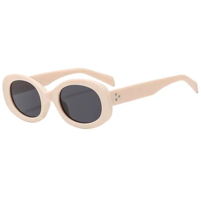 Lunettes de soleil ovales pêche femme Y2K vintage UV400 petit format randonnée style street photo