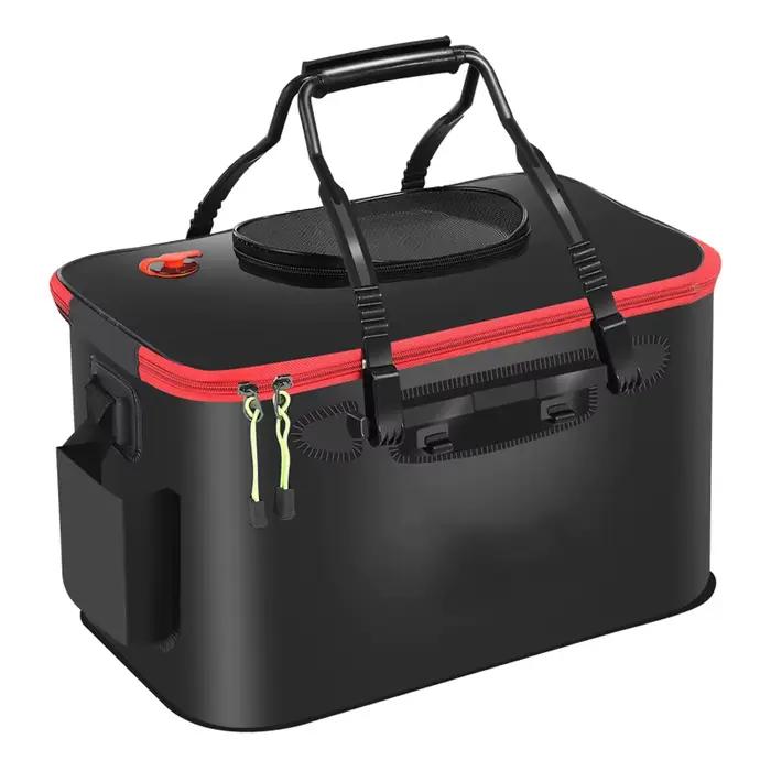 Sac de pêche pliable 30/40/50cm avec poche latérale et boîte à poissons vivants étanche pour camping