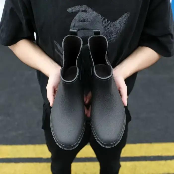 Bottes de pluie cuisine homme cheville noires imperméables antidérapantes qualité professionnelle