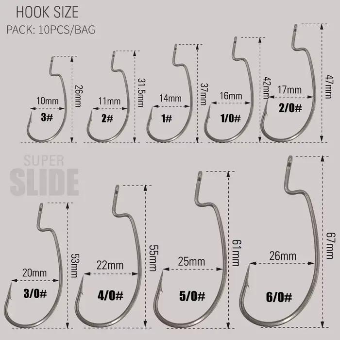 Hameçons offset PTFE Lureholic super slide pour texas rig et drop shot pêche