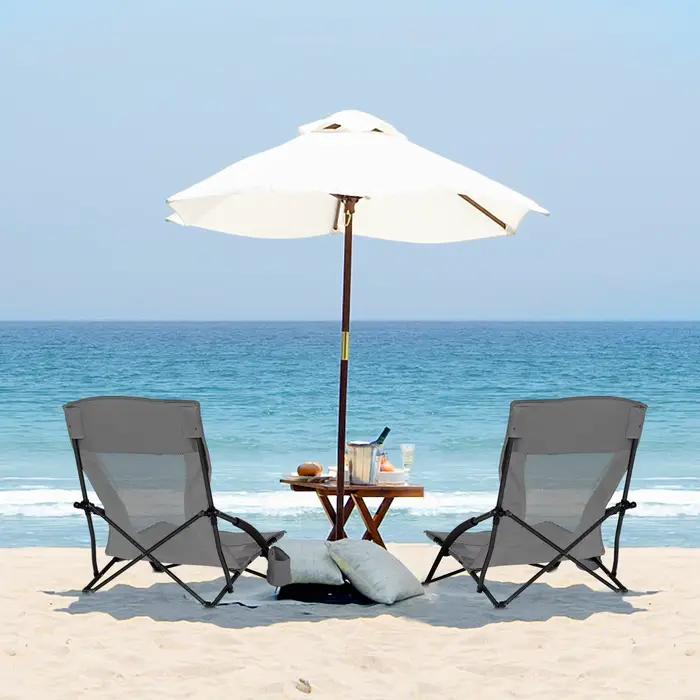 Chaise pliante pêche WOLTU avec accoudoirs et porte-gobelet - Siège pliant plage camping gris foncé