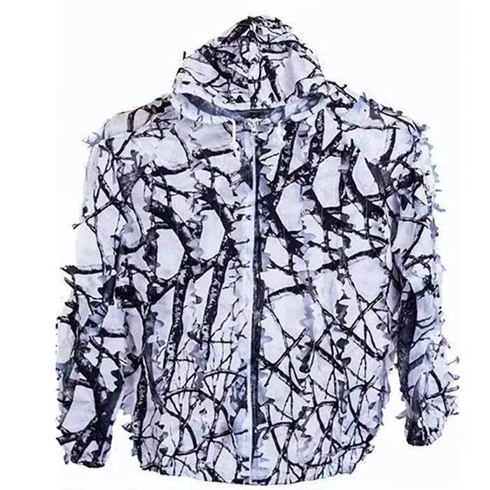 Combinaison ghillie neige érable 3D hiver - Tenue camouflage blanc pêche chasse observation