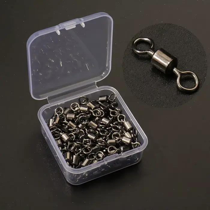 100 pièces roulements acier inoxydable barrel swivels pour pêche leurres et lignes coffret accessoires