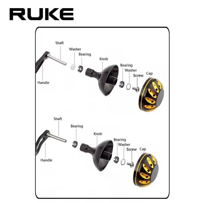 Poignée de moulinet Ruke pour Daiwa et Shimano - Knob 30mm avec 2 roulements et 4 rondelles - 14g