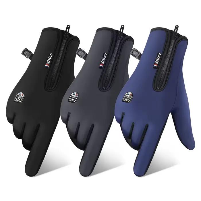 Gants vélo hiver homme femme touchscreen - Gants chauds tricotés étanches pour cyclisme hivernal
