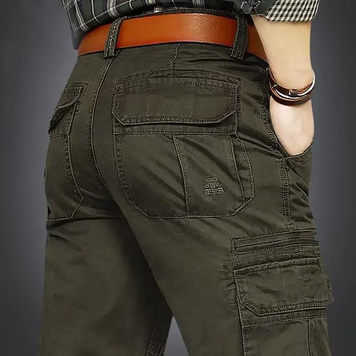 Pantalon cargo homme 100% coton multiples poches qualité premium pour pêche confortable été